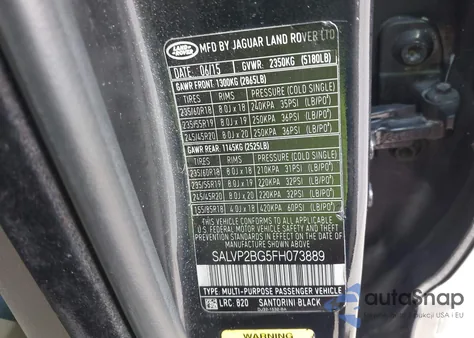 2015 Land Rover Range Rover Evoque Pure z USA, uszkodzony, nr VIN SALVP2BG5FH073889